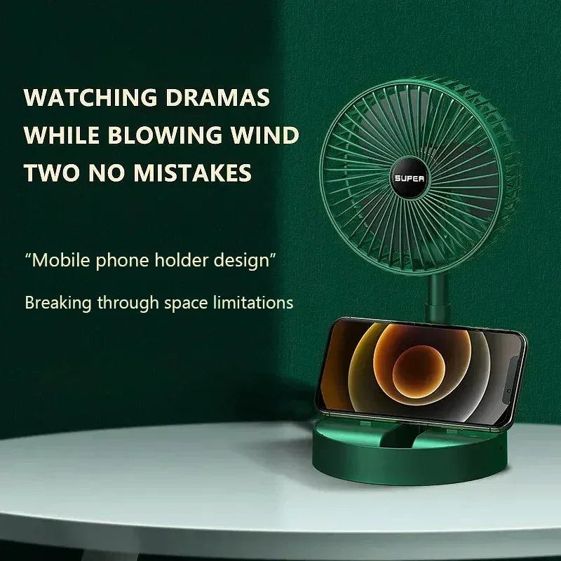 2024 Desktop Foldable Retractable Small Fan Mini Portable Charging USB Home Low Noise High Duration Standby Mini Electric Fan