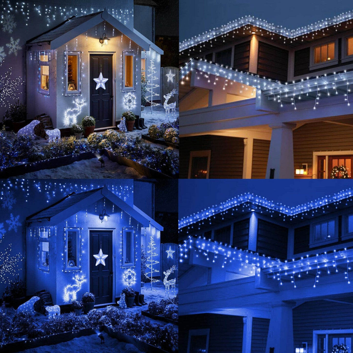 CHRISTMAS LED WHITE SNOWING ICICLE BRIGHT PARTY WEDDING XMAS OUTDOOR LIGHTS