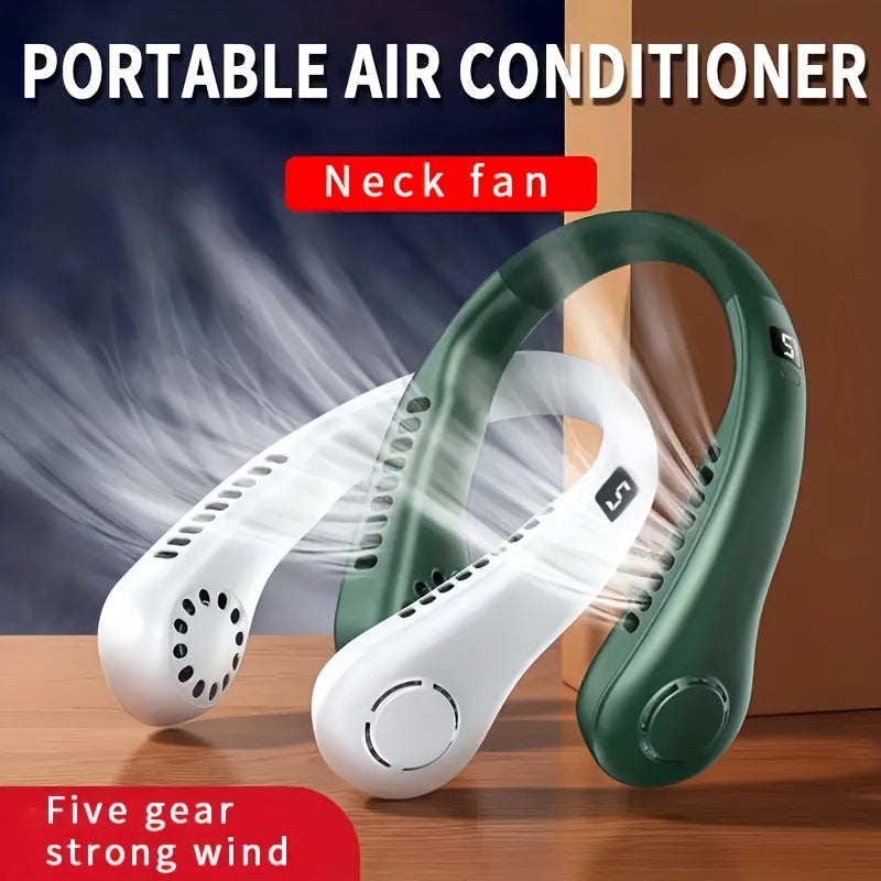 Rechargeable Neck Fan with 5 Speeds-Silent Portable Neck Fan - USB Rechargeable Air-Cooled Fan with 5 Speeds and Bladeless Design - Perfect forSummer Outdoor Activities and Camping