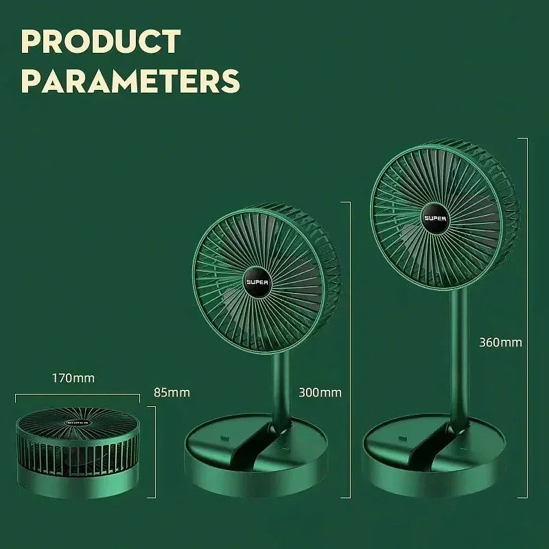 2024 Desktop Foldable Retractable Small Fan Mini Portable Charging USB Home Low Noise High Duration Standby Mini Electric Fan