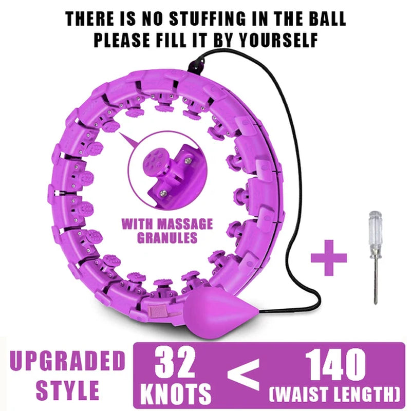 Ultimate Weighted Fitness Hoop: Detachable Knots for Abdomen Weight Loss & Massage - Perfect for Adults & Kids!