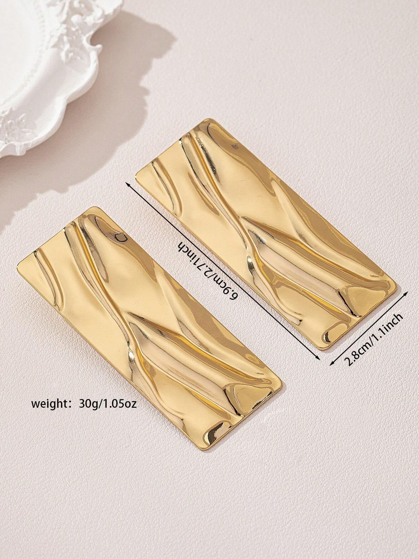 1Pair Metallic Rectangle Geometric Earrings