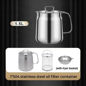 Stainless Steel Versatile Oil Filter Vessel Large Capacity with Filter Frying Basket Deep Fryer Separating Grease Separator