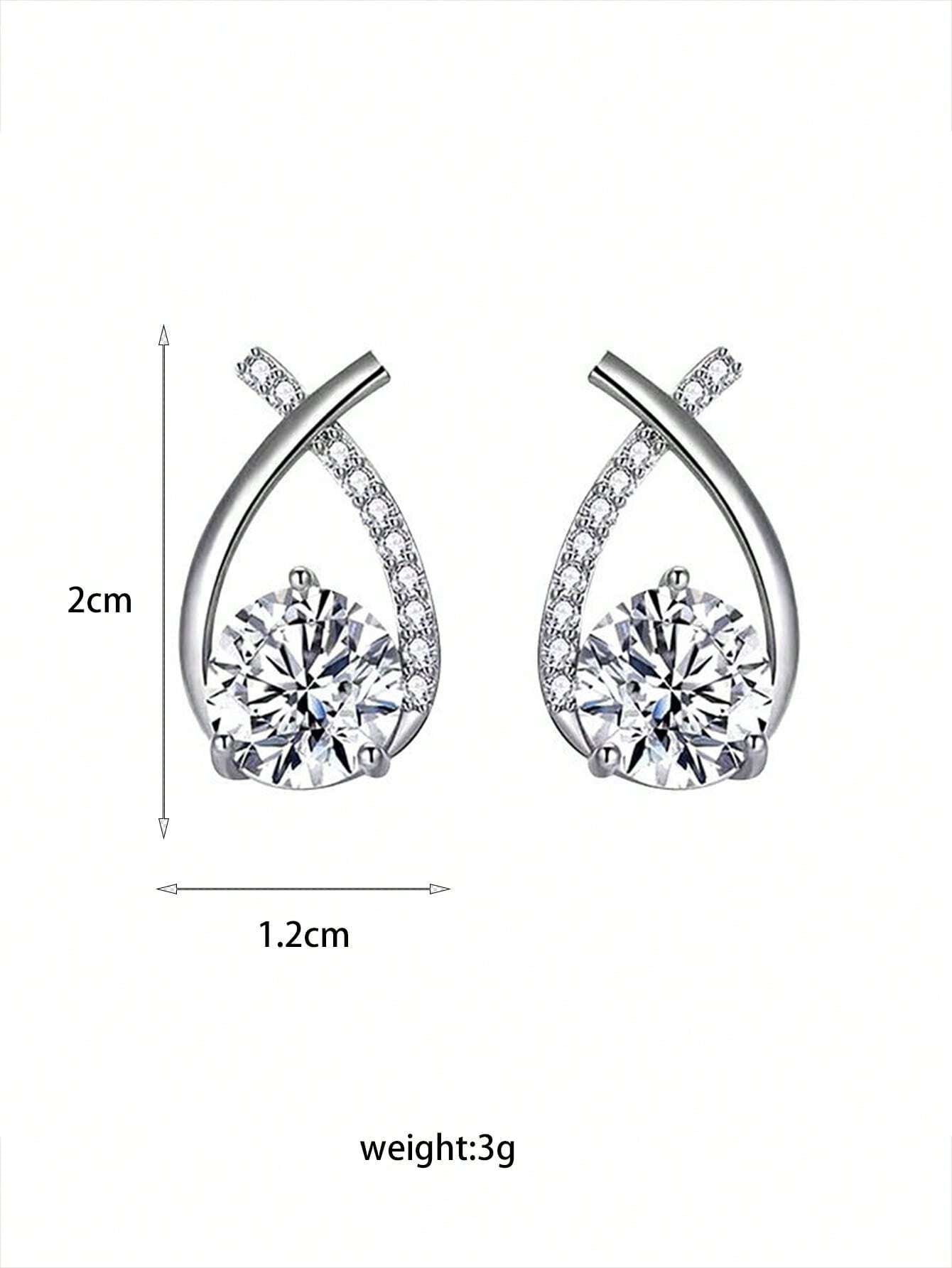 1Pair Luxury & Elegant Twist Waterdrop Cubic Zirconia Stud Earrings for Decoration