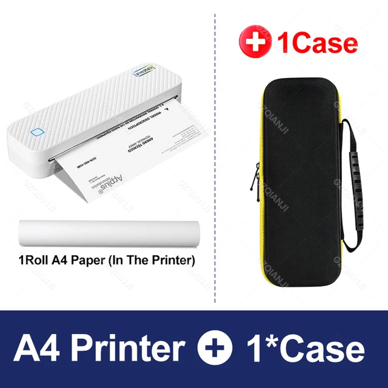 Wireless Mini A4 Thermal Printer Inkless Portabl Bluetooth A4 Paper Mobile Phone Photo Document Printer for Office/Work/Home