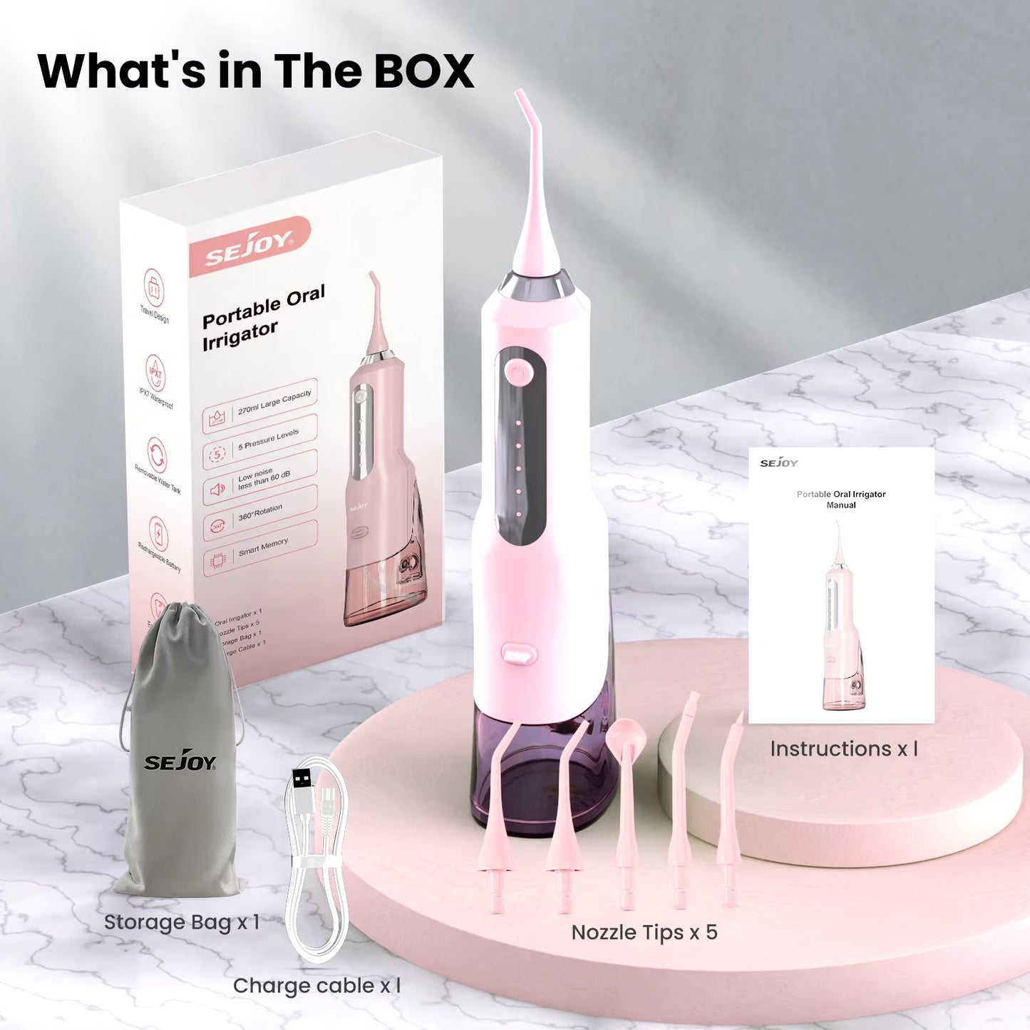 Water Flosser Teeth Cleaner, Rechargeable Waterproof Portable Cordless Dental Oral Irrigator, Water Flossers for Teeth