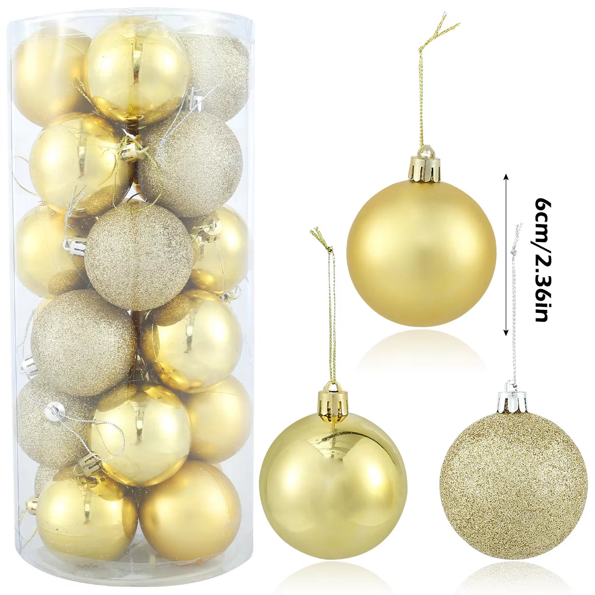 24Pcs Christmas Ball Set 6Cm Christmas Tree Decoration Hanging Ball Christmas Pendant Christmas Tree Pendant Home Garden Decor